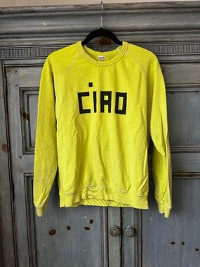 Clare V CIAO Sweatshirt in Lime Yellow  Color Size L